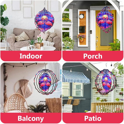 Flamingo Wind Spinner, 3D Hanging Stainless Steel Garden Spinner, Wind Spinner Hanging for Outdoor & Indoor Décor, Unique Gifts for Yard Garden Decoration or Patio Décor (Flamingo)