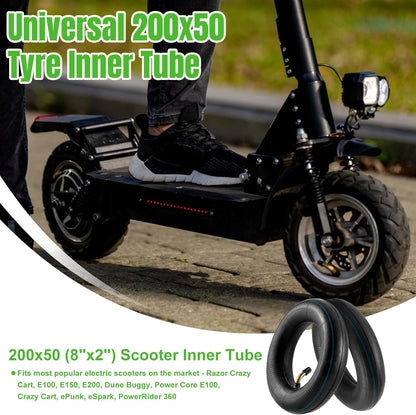 200x50" Inner Tubes, 2 Pack Heavy Duty Replacement Electric Scooter Tire Inner Tube Compatible with Razor E100, E150, E200, Power Core E100, Dune Buggy, ePunk, Crazy Cart, PowerRider 360, eSpark