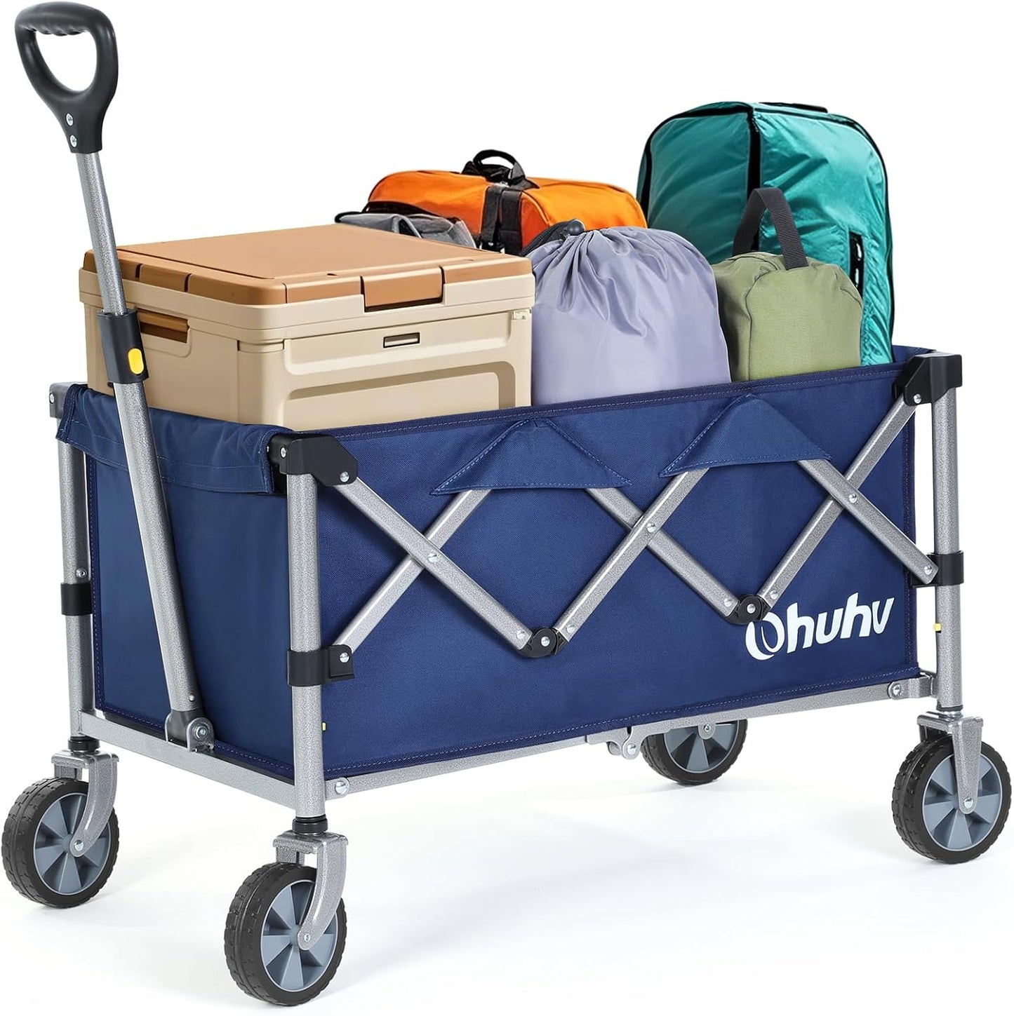 Wagon Cart Foldable Utility Wagons: Ohuhu Collapsible Folding Shopping Carts with Wheels, 85L/330 LB Capacity 600D Oxford Fabric Heavy-Duty Portable Grocery Wagon for Sports Camping Picnic Garden