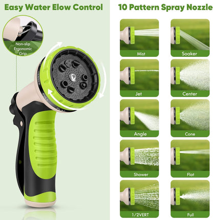 Garden Hose 200ft, Stainless Steel Heavy Duty Water Hose with 10 Function Nozzle Flexible, Lightweight, No-Kink, Pet Proof, Puncture Proof Metal Hose for Yard, Outdoor
