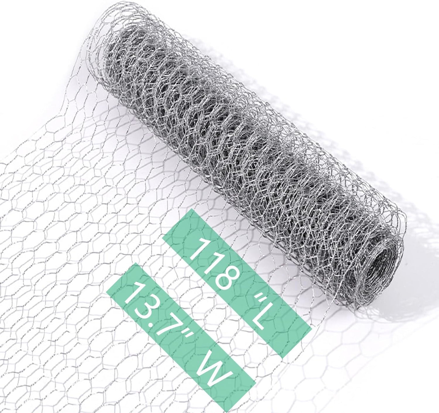 Chicken Wire for Crafts, Wire Netting Hexagonal Garden Poultry Chicken Wire Netting, Pet/Rabbit/Chicken Wire Fencing,0.14inch Hexagonal Galvanized PVC Coated Mesh Fence