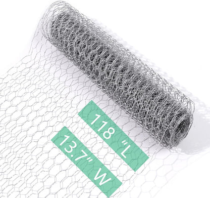 Chicken Wire for Crafts, Wire Netting Hexagonal Garden Poultry Chicken Wire Netting, Pet/Rabbit/Chicken Wire Fencing,0.14inch Hexagonal Galvanized PVC Coated Mesh Fence