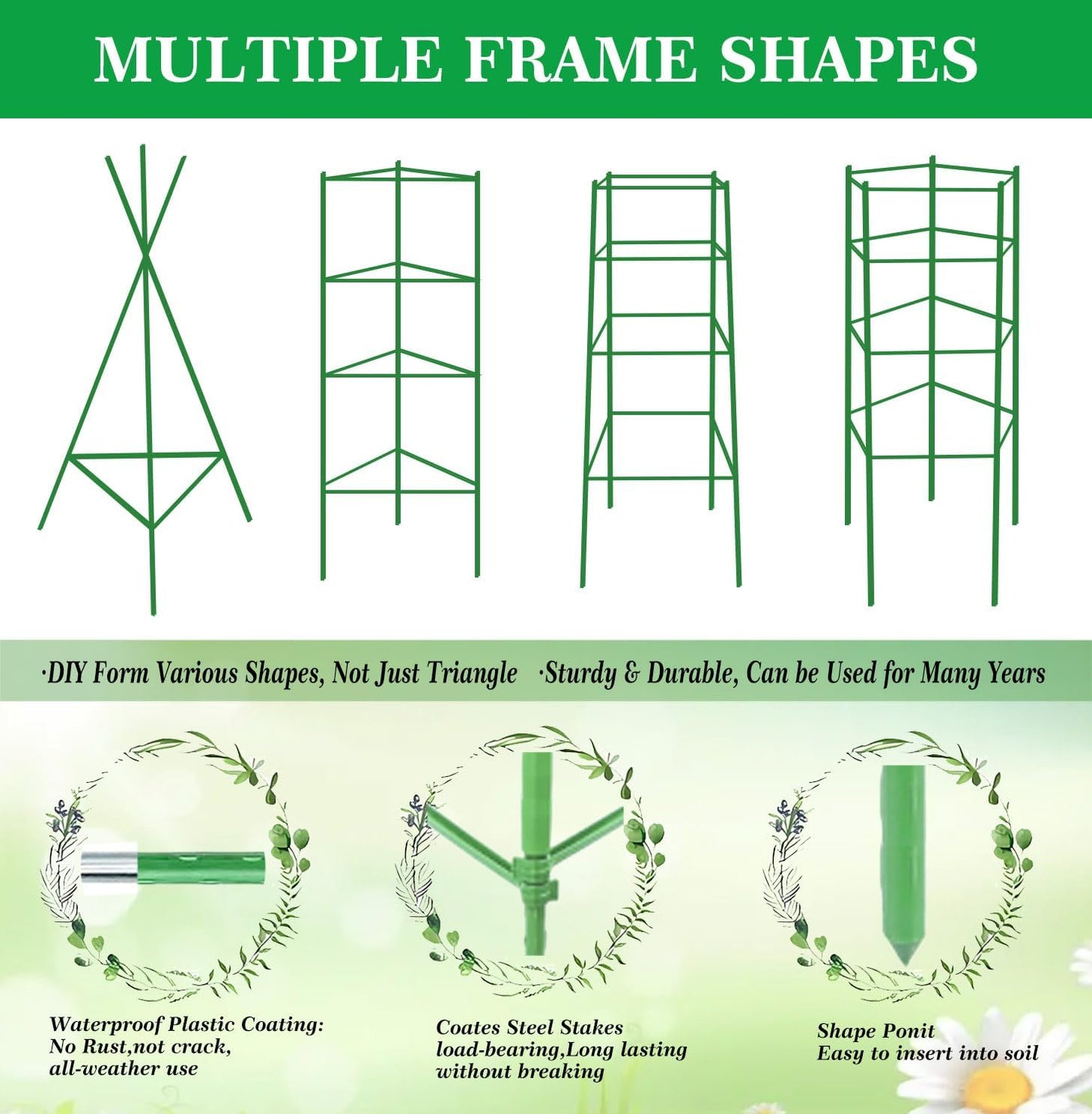 Moirsunt 4Pack Tomato Cages Plant Cages 4ft Multifunctional Tomato Support Garden Trellis Tomato Stakes Cucumber Tomato Trellis for Vertical Climbing Plants Vegetable Flowers
