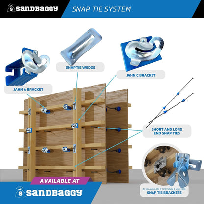 8" x 4 ¾" Heavy Duty Snap Ties for Concrete Forms - 3,350 lbs Safe Working Load (2:1 Safety Factor) - 1" Plastic Cones, Integral Heads - Construction Grade 4 Gauge Steel (Short End, 300, Count)
