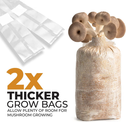 40 Pack, Mushroom Grow and Spawn Bags - Extra Thick Polypropylene Material, Tear Resistant - Size 13" x “4 x “4 with 0.2 Micron Filter Breathable - Spawn Rye