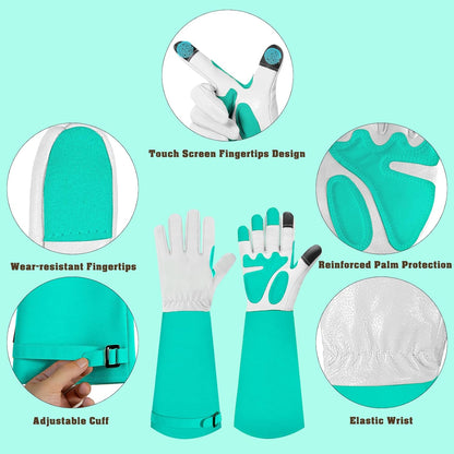 Long-Gardening-Gloves for Women/Men - Thorn Proof Rose Pruning Gloves Heavy Duty Gauntlet-S