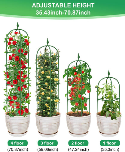 Garden Trellis for Climbing Plants Outdoor & Indoor - 2 Pack 6Ft Tall Rustproof Plant Support Cage for Vines, Flowers, Vegetables, Roses | Heavy-Duty, Adjustable & Decorative