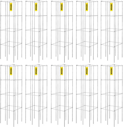 VEVOR Tomato Cages, 11.8" x 11.8" x 46.1", 10 Packs Square Plant Support Cages, Silver PVC-Coated Steel Tomato Towers for Climbing Vegetables, Plants, Flowers, Fruits