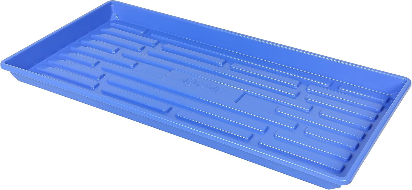 SUNPACK 10" x 20" Heavy Duty Shallow Plastic Seed Starting Tray, Blue, 1" - No Drainage Holes, Perfect for Greenhouses or Indoor Gardening