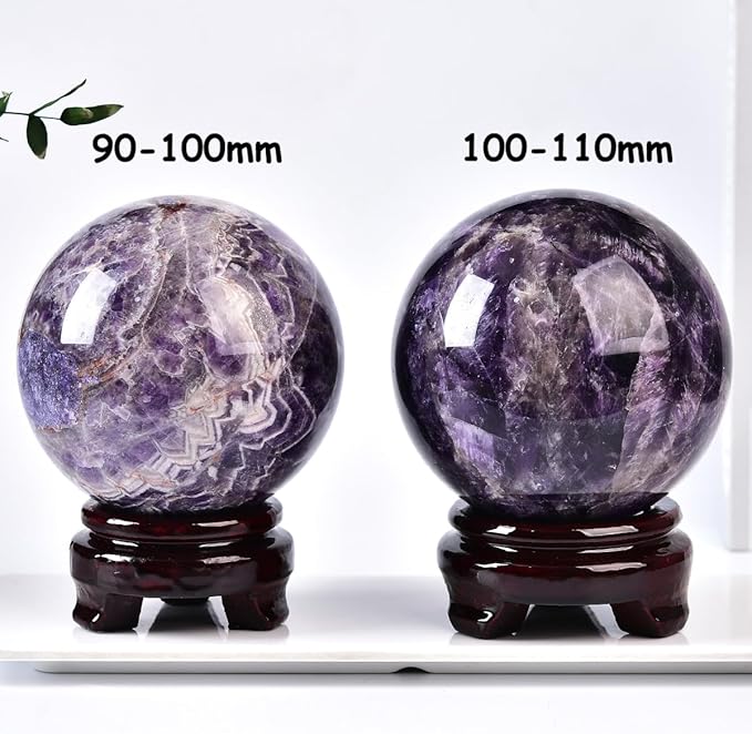 Dream Amethyst Crystal Ball with Stand Large Healing Crystals Sphere for Meditation, Divination