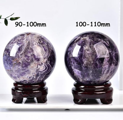 Dream Amethyst Crystal Ball with Stand Large Healing Crystals Sphere for Meditation, Divination