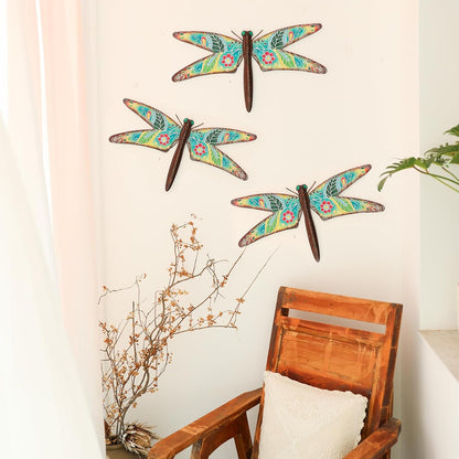 VCUTEKA Outdoor Metal Dragonfly Wall Decor Dragonfly Wall Sculpture Hanging Garden Wall Art Sculpture for Indoor Outdoor Patio Fence Decor Large