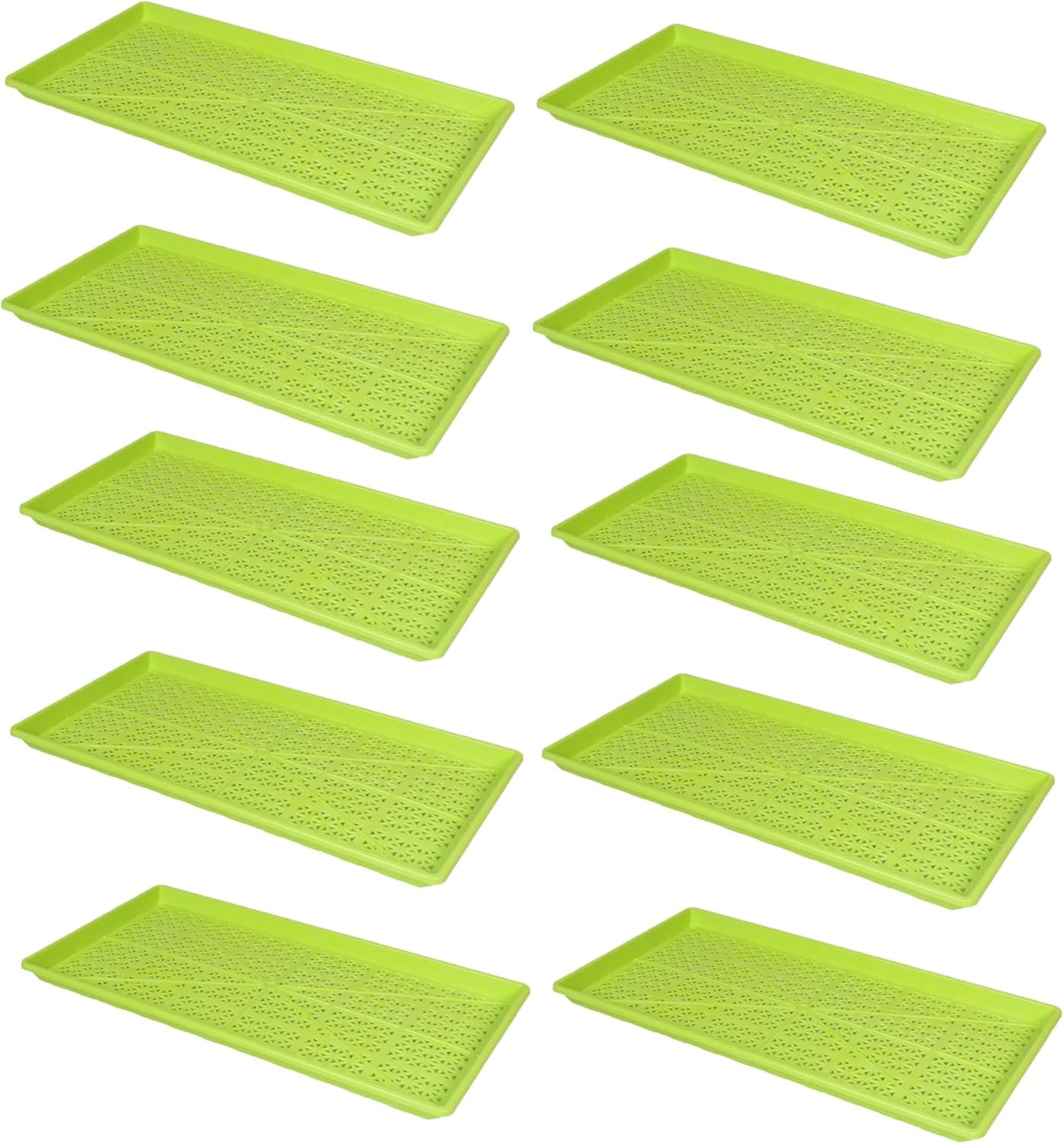 SUNPACK 10" x 20" Heavy Duty Mesh Plastic Seed Starting Tray, Lime Green, 1" (Pack of 10) - Ensures Water Drainage and Aeration, Perfect for Greenhouses or Indoor Gardening