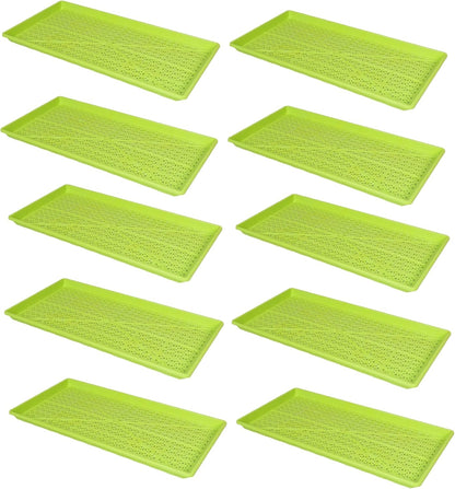 SUNPACK 10" x 20" Heavy Duty Mesh Plastic Seed Starting Tray, Lime Green, 1" (Pack of 10) - Ensures Water Drainage and Aeration, Perfect for Greenhouses or Indoor Gardening