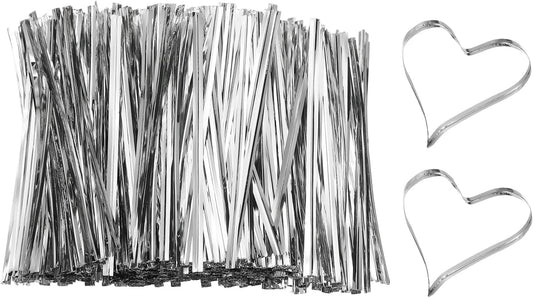 PATIKIL Bag Twist Ties 4 Inch, 800 Pcs Metallic Bread Ties for Treat Plastic Bags Gift Wrapping Candy Coffee Bag Plant Party Cake Favor, Silver