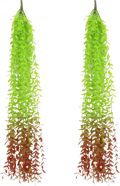 5 Pack Artificial Hanging Willow Vine (3.3ft) - Fake Greenery Plants for Indoor/Outdoor Decor, Wedding & Photography - Red Tail Design (No Basket Included)