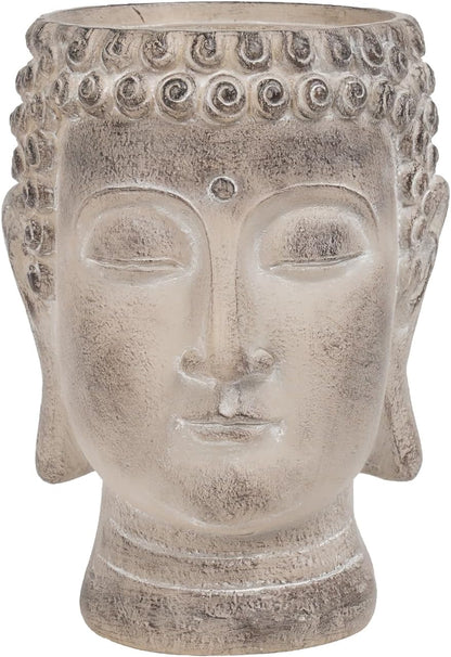 Buddha - Face Flower Pot - Head Planters - Garden Statue - Cactus Succulents Planter Pot Indoor Outdoor Planter with Drainage Hole Unique Garden Farmhouse Decor 6.25*6.5*8.25 Inch Newman House Studio
