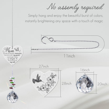 Mom in Heaven Memorial Crystal Suncatcher,Memorial Gifts for Loss of Mom,Loss of a Mother Sympathy Gifts,Hanging Crystals Ornament for Window Rainbow Maker Prisms Home Decor Gift