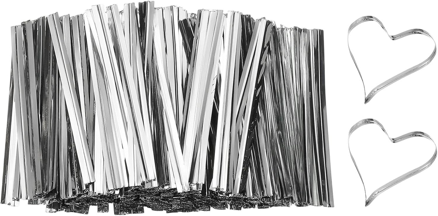 PATIKIL Bag Twist Ties 2 Inch, 800 Pcs Metallic Bread Ties for Treat Plastic Bags Gift Wrapping Candy Coffee Bag Plant Party Cake Favor, Silver