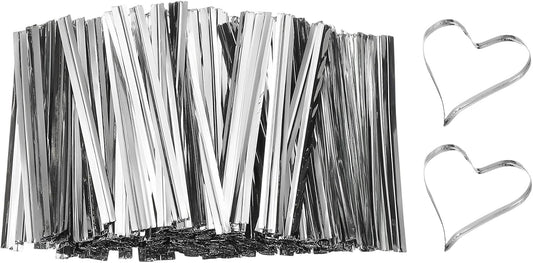 PATIKIL Bag Twist Ties 2 Inch, 800 Pcs Metallic Bread Ties for Treat Plastic Bags Gift Wrapping Candy Coffee Bag Plant Party Cake Favor, Silver