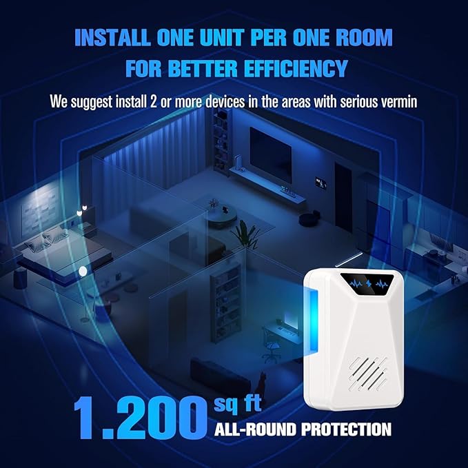 6 Packs Ultrasonic Pest Control Repeller, Electronic Pest Repellent Plug in Indoor for Insect Roaches Spider Ant Bug Mosquito Rat Mouse Repellent for House Home Kitchen Garage