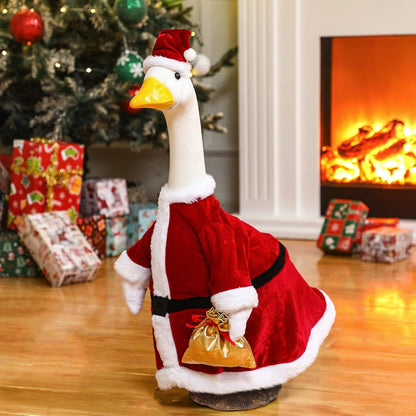 Christmas Santa Claus Goose Outfit Dresses Clothes for 23" High Cement or Plastic Christmas Goose Lawn Clothing Porch Garden Costume for Yard Patio Statue Outdoor Xmas Holiday Decor