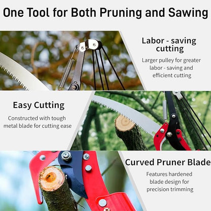 15.7’’ Pole Saws for Tree Trimming - Dual-Pulley Tree Pruner, Tree Trimmers Long Handle Pruner, Manual Pole Saw for Yard & Garden, Gardening Hand Tools