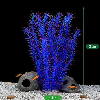 DSkoiph 2 pcs Aquarium Decor Plastic Plants Extra Large 21 Inches Artificial Fish Tank Plants Tall Fish Tank Decorations Artificial Green Water Plants (Purple)