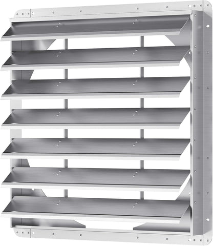 30 Inch Galvanized Shutter Exhaust Louver Vent, Automatic Gravity Shutter Louver Vent for Home Attics, Workshops, Barn, Greenhouse (Motor&Blades are not Included)