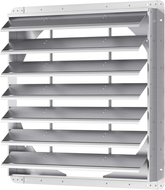 30 Inch Galvanized Shutter Exhaust Louver Vent, Automatic Gravity Shutter Louver Vent for Home Attics, Workshops, Barn, Greenhouse (Motor&Blades are not Included)