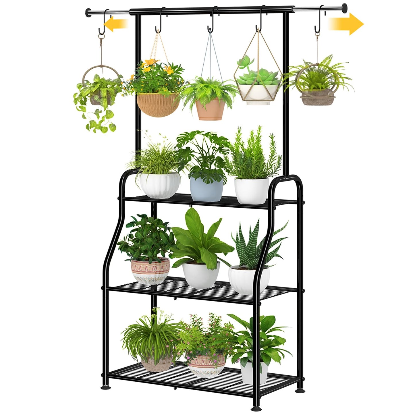 Simple Trending Plant Stand Indoor Outdoor, Heavy Duty Metal 3 Tiered Hanging Plant Shelf for