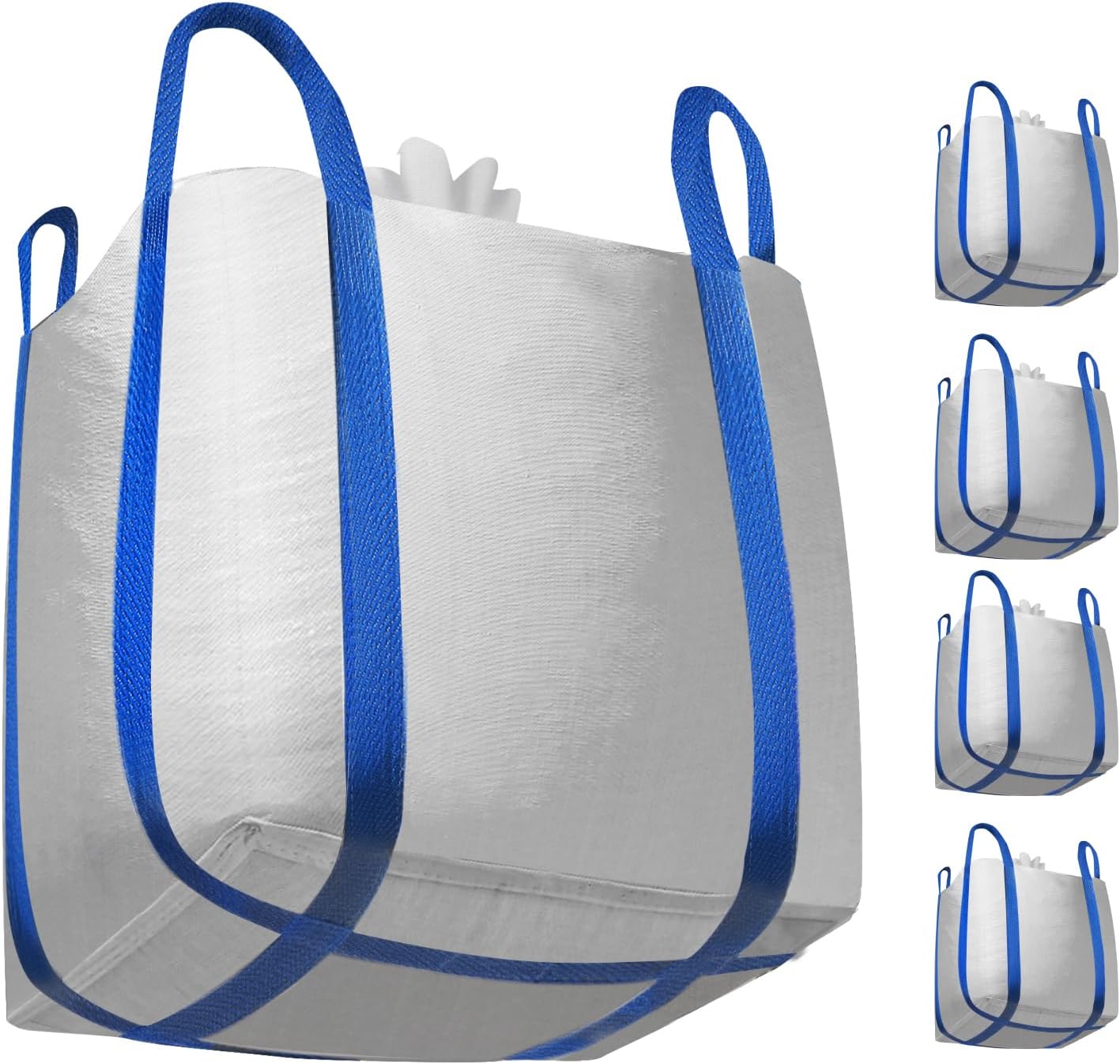 5 Packs FIBC Bulk Bags,Holds up to 4400 lbs Construction Bags Heavy Duty,210-Gallon Woven Polypropylene Dumpster Bag for Industry Agriculture and Construction,Sealable Top