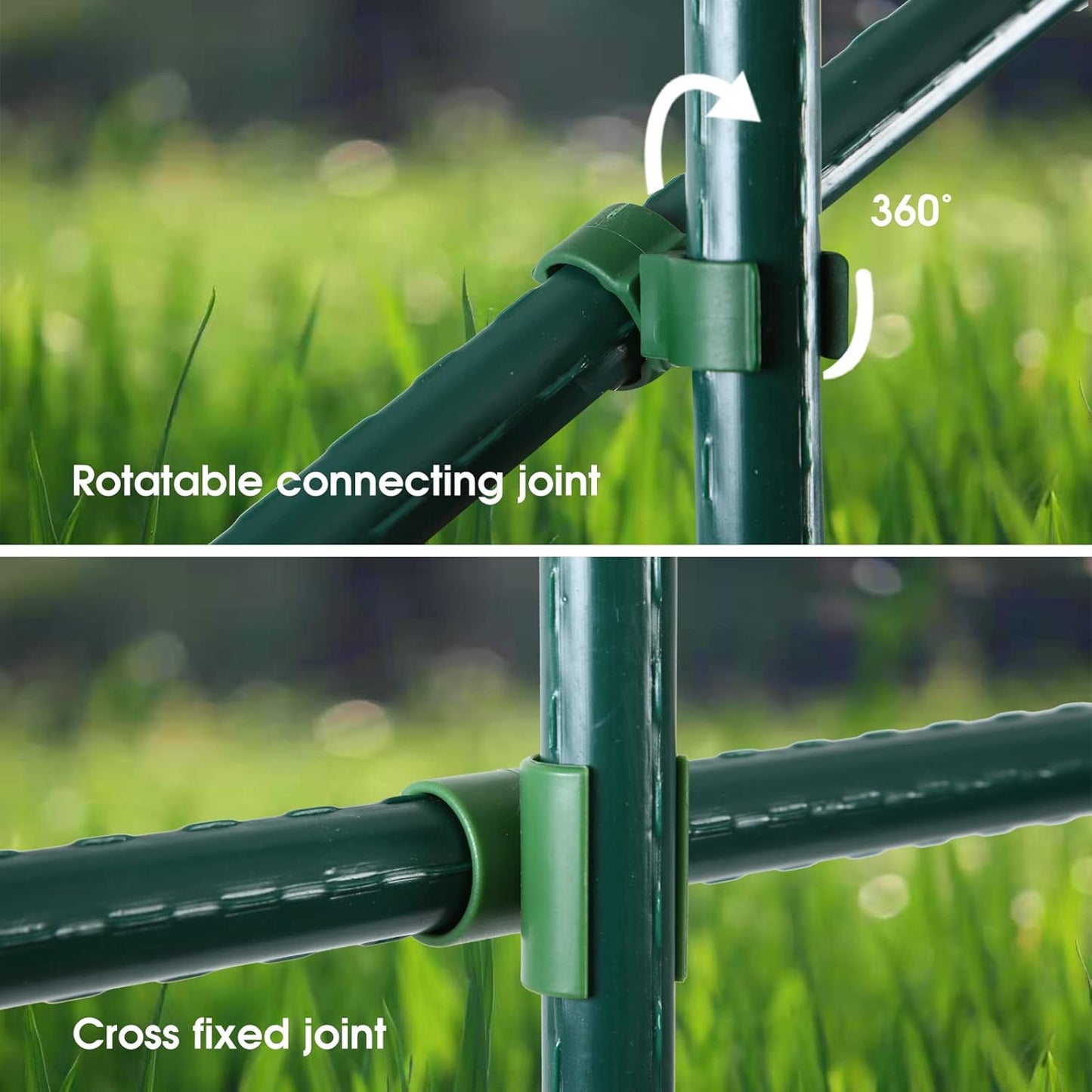 Adjustable Garden Stakes Connectors, Plastic Plant Trellis Clips for 0.43 inch Diameter Rods Connecting Joints for Tomato Cage Cucumber Teepee Climbing Plants Frame