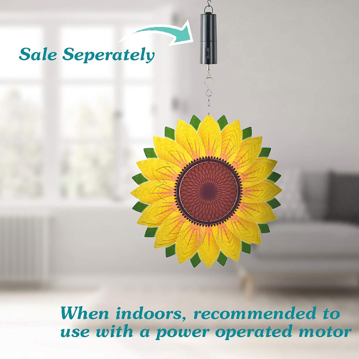 Wind Spinner Yard Art Garden Decor 3D Stainless Steel Metal Sculptures Sunflower Kinetic Hanging Whirligigs Decorations Backyard Outside Indoor Outdoor Patio Ornaments Clearance Sun Catcher Windmill