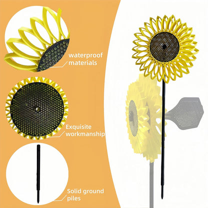 Sunflower Wind Spinner, Garden Wind Spinners, 360° Rotating Windmill, Yard Art Wind, Spinners for Yard and Garden Outdoor, Lawn Patio Decor Gifts for Garden Lovers, Yard Decor Stakes 7.6*7.6*21 In