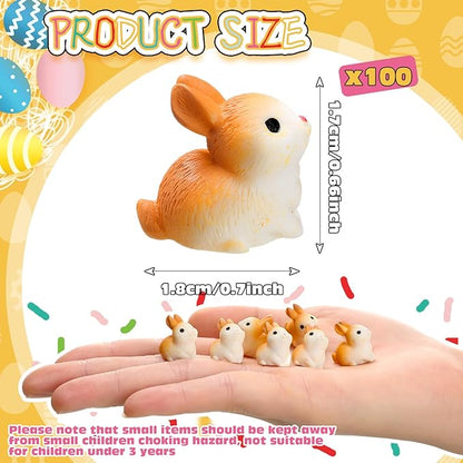 Marsui 100 Pcs Bunny Miniatures Figurines Rabbit Miniature Accessories Easter Garden Landscape Garden Rabbit for Easter Garden Accessories Dollhouses Decoration(Lively Rabbit)