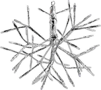 Alpine Corporation | 10"H Indoor Christmas Snowflake Ornament with White LED Lights — Elegant Glowing Silver Holiday Décor for Tabletops & Mantels