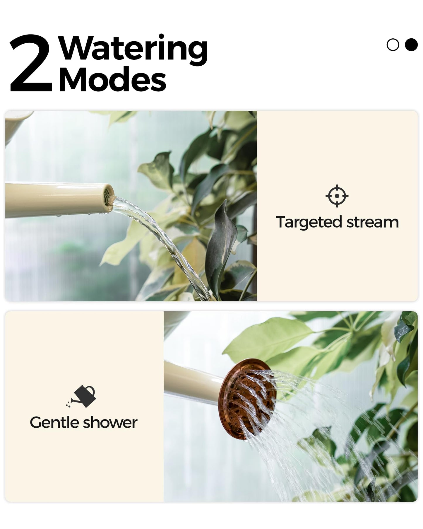 Bamworld Metal Watering Can for Indoor Outdoor Plant 1/2 Gallon Creamy
