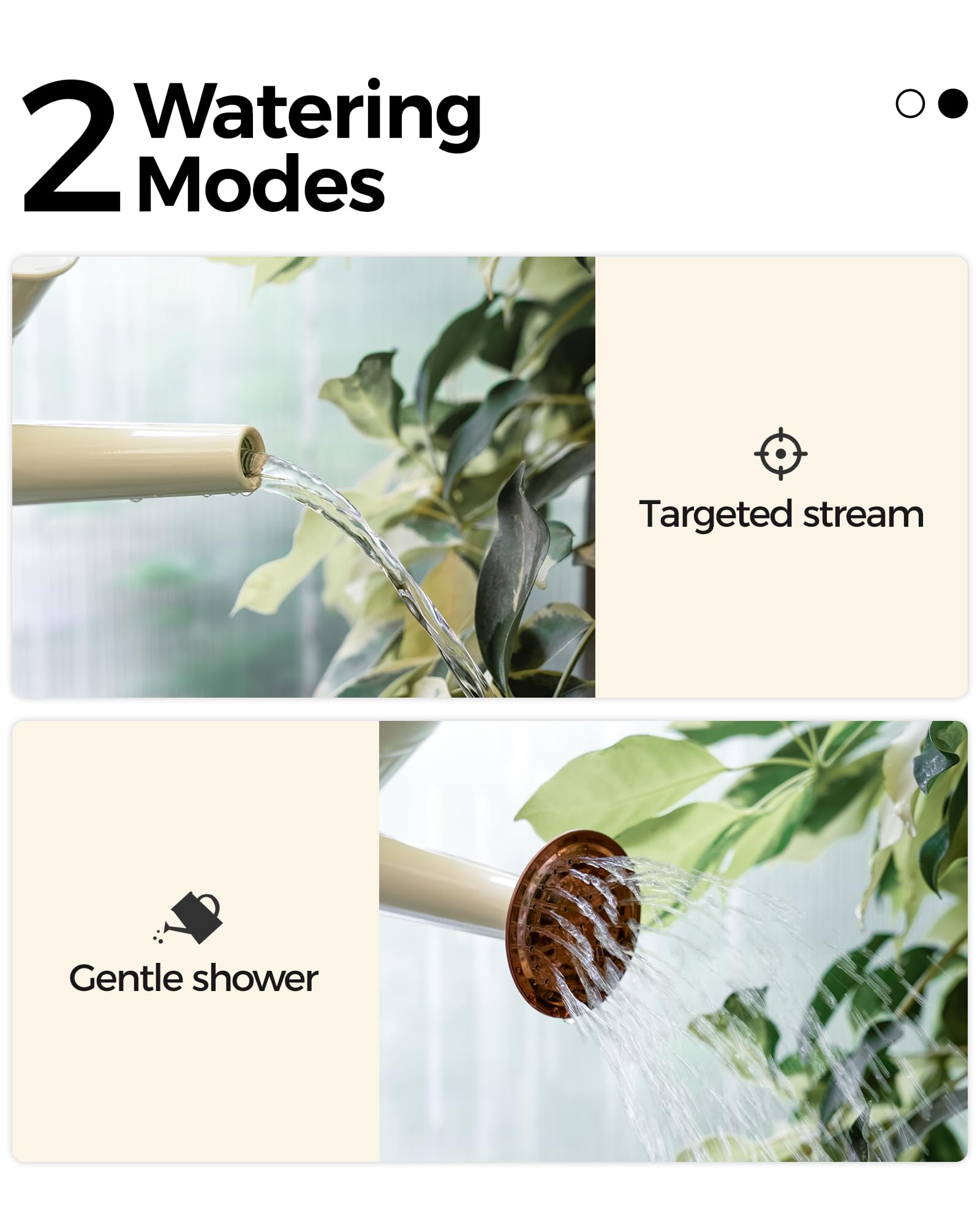 Bamworld Metal Watering Can for Indoor Outdoor Plant 1/2 Gallon Creamy