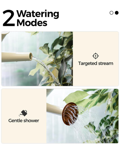 Bamworld Metal Watering Can for Indoor Outdoor Plant 1/2 Gallon Creamy