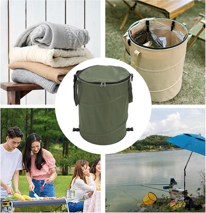 Zunate Collapsible Lawn and Leaf Bag, 24 Gallon Collapsible Trash Can, Reusable Outdoor Yard Waste Leaf Bag Garden Garbage Bin, Garden Garbage Bag with Lid, Lawn and Leaf Bags for