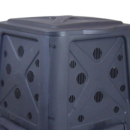 Redmon Outdoor Compost Bin with Lift Off Lid, 4-Door Access & Vent Holes, 65 Gallon, Black
