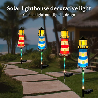Solar Garden Lights Outdoor Decorations, 4 Packs Lighthouse Waterproof, Lights walkways Garden Decor for Outside Landscape Light, for Yard, Patio, Pathway Decor, Gifts