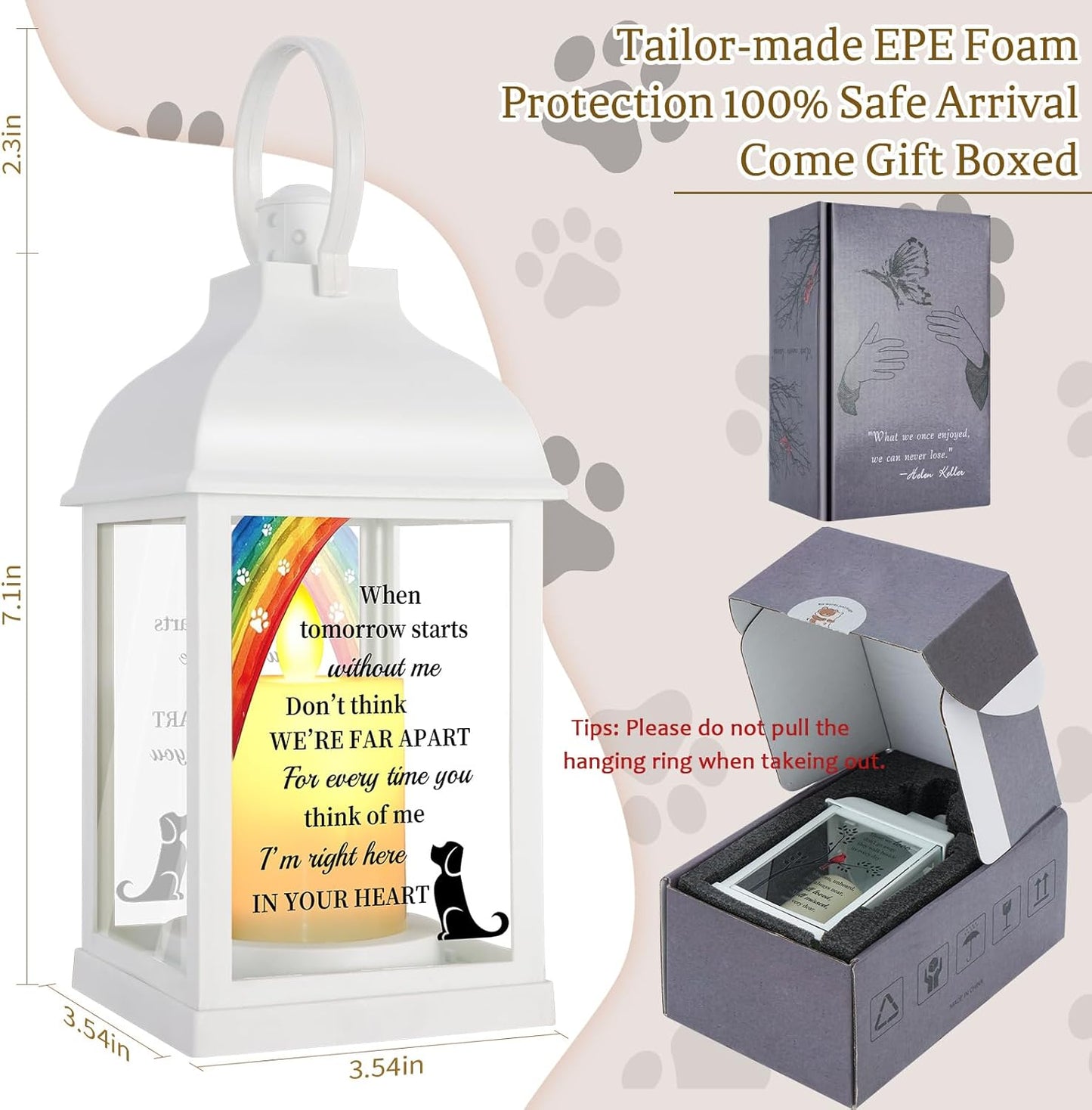 Dog Memorial Gifts with Remote - Sympathy Bereavement Gifts for Loss of Dog, Rainbow Bridge Memorial Lantern for Grieving Pet Owner