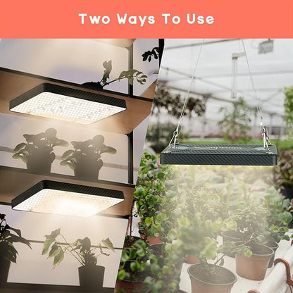 Grow Lights (2 Pack), Hanging Grow Lights for Indoor Plants, 200W UV-IR Full Spectrum Led Grow Light for Seed Startin