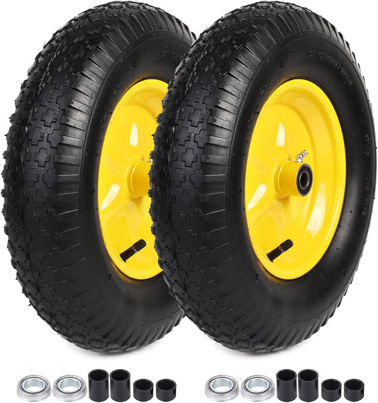 AR-PRO (2-PACK) 4.80/4.00-8" Tire and Wheel, 16" Pneumatic Tire Wheels with 3/4" Bearings and 3"