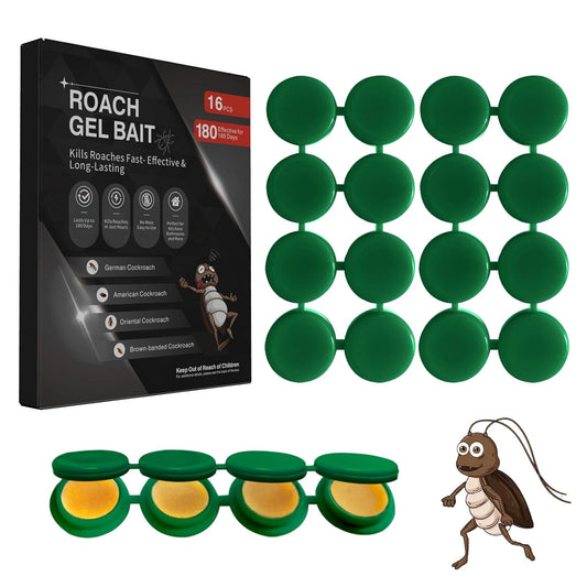 16 Pack Cockroach Gel Bait, Highly Effective Roach Killer Indoor Infestation Solution, Fast Acting Cockroach Killer Indoor Home Kitchen Use, Easy to Apply & No Mess Roach Bait, Long-Lasting