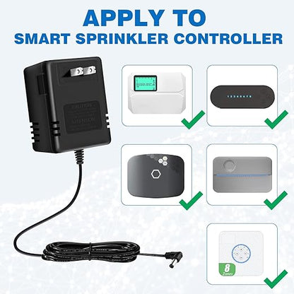 24 Volt AC 1000mA Power Adapter for Smart Sprinkler Controller,Indoor Irrigation System Controller,24V 1A AC to AC Wall Adapter Transformer Compatible with Most Smart Sprinkler Controller (Black)