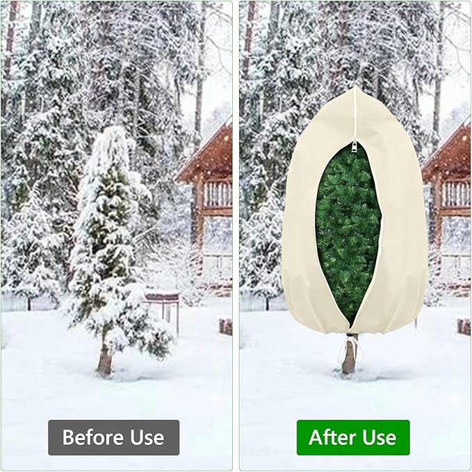 Plant Covers Freeze Protection, 4 Pack Round Frost Blankets for Outdoor Plants (32"x48") – Winter Plant Covers, 2.4oz/yd² Frost Cloth Plant Protection for Trees, Shrubs & Potted Plants