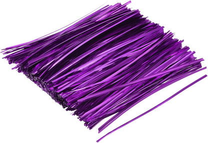 MECCANIXITY Foil Twist Ties 7" 18cm Metallic Plastic Closure Tie for Tying Bread, Candy, Cookies, Gift Bags Arts Crafts Ties Purple Pack of 750